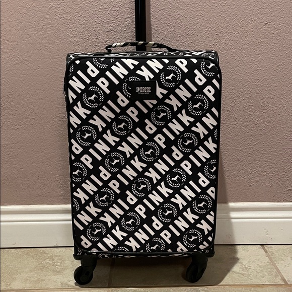 PINK Victoria's Secret Black and White Logo Suitcase - Picture 1 of 4